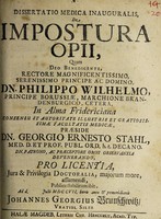 view Dissertatio medica inauguralis, de impostura opii ... / [Johann Georg Brunschwitz].