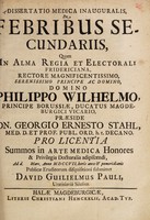 view Dissertatio medica inauguralis de febribus secundariis ... / [David Wilhelm Pauli].