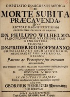 view Disputatio inauguralis medica de morte subita praecavenda ... / [Georg Heinrich Kornmann].