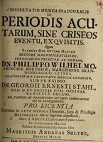 view Dissertatio medica inauguralis de periodis acutarum, sine criseos eventu, exquisitis ... / [Moritz Andreas Sultze].