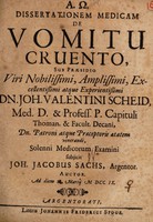 view Dissertationem medicam de vomitu cruento / ... subjicit Joh. Jacobus Sachs.