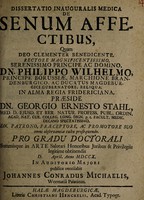 view Dissertatio inauguralis medica de senum affectibus ... / publice ventilabit Johannes Conradus Michaelis.