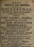 view Disputatio medica sistens millepedas ... / [Johann Philipp Elvert].