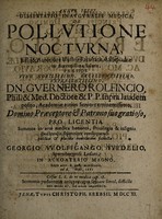 view Dissertatio inauguralis medica de pollutione nocturna / [Georg Wolffgang Wedel].