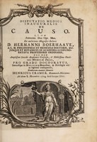 view Disputatio medica inauguralis de causo ... / Eruditorum examini submittit Henricus Cramer.