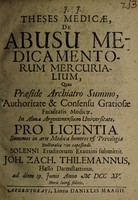 view Theses medicae de abusu medicamentorum mercurialium ... / [Johann Zacharias Thilemann].