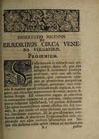 view Dissertatio inauguralis medica de erroribus circa venena vulgaribus ... / [Joachim Sigmund Girschner].