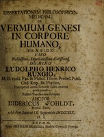 view Dissertationem philosophico-medicam, de vermium genesi in corpore humano / ... suscipiet suctor Didericus Wohldt.