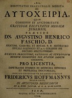 view Dissertatio inauguralis medica de aytocheiria / [Friedrich Hoffmann].