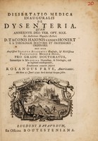 view Dissertatio medica inauguralis de dysenteria ... / Eruditorum examini subjicit Rolandus Frye.