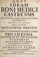 view Ideam boni medici castrensis inaugurali hac dissertatione adumbratam / ... proponet ... Augustus Fleck.