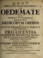 view Dissertatio inauguralis medica de oedemate ... / [Friedrich Theodor Schreck].