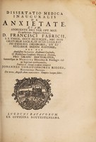 view Dissertatio medica inauguralis de anxietate ... / submittit Johannes Christophorus Rieger.