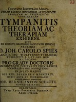 view Disputatio inauguralis medica ... tympanitis theoriam ac therapiam exhibens ... / [Johann Bernhard Anton Schütte].