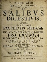 view Dissertatio medico chymica inauguralis de salibus digestivis / [Salomo Peyer].