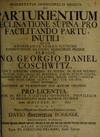 view Dissertatio inauguralis medica de parturientium reclinatione supina pro facilitando partu, inutili ... / [David Gottvertrau Boerner].