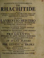 view Dissertatio inauguralis medica de rhachitide ... / [Johann Georg von Broke].