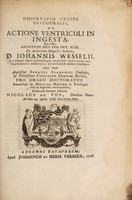 view Dissertatio medica inauguralis, de actione ventriculi in ingesta ... / Eruditorum examini submittit Nicolaus de Vos.