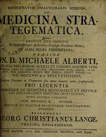 view Dissertatio inauguralis medica, de medicina strategematica ... / [Georg Christian Lange].