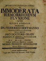 view Dissertatio inauguralis medica de immoderata haemorrhoidum fluxione / [Michael Friedrich Geussenhainer].