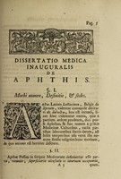 view Dissertatio medica inauguralis de aphthis ... / submittit Joannes Kneppelhout.