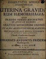 view Dissertatio medica inauguralis de uterina gravidarum haemorrhagia / [Johann Anton Friderici].