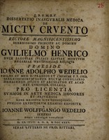 view Dissertatio inauguralis medica de mictu cruento ... / [Johann Wolfgang Wedel].