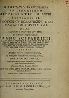 view Dissertatio inauguralis in Aphorismum Hippocraticum XXVIII. Sectionis VI. Eunouchoi ou podagriosin, oude phalakroi gignontai ... / submittit Bartholomaeus Hermannus de Moor.