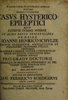 view Dissertatio inauguralis medica sistens resolutionem casus hysterico-epileptici.