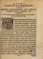 view Dissertatio inauguralis medica sistens casus aliquot notabiles aegrotorum mente alienatorum aut perversorum / [Friedrich Wilhelm Brune].