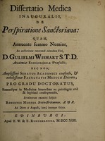 view Dissertatio medica inauguralis, de perspiratione Sanctoriana ... / Eruditorum examini subjicit Robertus Mercer.