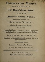 view Dissertatio medica inauguralis, de qualitatibus aeris / [Robert Willan].
