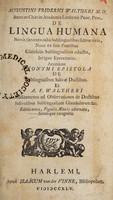 view Augustini Friderici Walther De lingua humana : novis inventis octo sublingualibus salivae rivis, nunc ex suis fontibus glandulis sublingualibus eductis, irrigua exercitatio. Accedunt Anonymi epistola de sublingualibus salivae ductibus. Et A.F. Waltheri Additamenta ad observationes de ductibus salivalibus sublingualium glandularum &c.