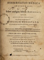 view Dissertatio medica inauguralis, de febre maligna biliosa Americae ... / [John Moultrie].