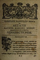 view Dissertatio inauguralis medica de aetatis ratione habenda medico praecipue circa venaesectionem ... / [Ludwig Heinrich Umbscheiden].