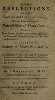 view Some reflections on the causes and circumstances, that may retard or prevent the putrefaction of dead bodies. Occasioned by an account of a body found entire and imputrid at Staverton in Devonshire, eighty one years after its interment: in a letter to the Society of Navy Surgeons. With an attestation of the fact, and of the similar state of three bodies, discovered 14 years since in St. Martin's, Westminster, and interred there last century ... / [J. Kirkpatrick].