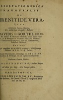 view Dissertatio medica inauguralis de phrenitide vera ... / ex auctoritate ... Davidis de Gorter ... pro gradu doctoratus, ... eruditorum examini submittit Carolus Hanning.