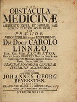 view Obstacula medicinae / [Johan Georg Beyersten].