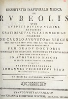 view Dissertatio inauguralis medica de rubeolis ... / praeside Carolo Augusto de Bergen ... pro gradu doctoris ... submittit auctor et respondens Iohannes Fridericus Beda ... ad diem XI. Novembris MDCCLII.