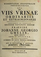 view Dissertatio inauguralis physiologica qua de viis urinae ordinariis et extraordinariis / ... disquirit ... Josephus Gaertner.