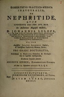 view Dissertatio practico-medica inauguralis, de nephritide ... / Eruditorum examini submitti Aegidius Sieben.