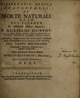 view Dissertatio medica inauguralis de morte naturali ... / Publico eruditorum examini submittit Paulus Szathmari.