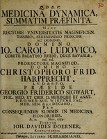 view Medicina dynamica, summatim praefinita ... / tuebitur J.D. Doerner.