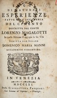 view Saggi di naturali esperienze fatte nell'Academia del Cimento / descritte dal conte Lorenzo Magalotti.
