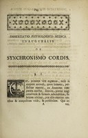 view Dissertatio physiologico-medica inauguralis, de synchronismo cordis ... / Eruditorum examini submittit Petrus Genevray.