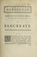 view Dissertatio physiologico-medica inauguralis, de pancreate ... / Eruditorum examini submittit Carolus van Alsem van Lingen.