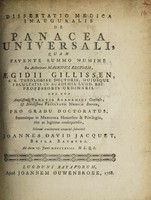 view Dissertatio medica inauguralis de panacea universali ... / Joannes David Jacquet.