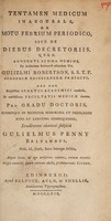 view Tentamen medicum inaugurale, de motu febrium periodico, sive de diebus decretoriis ... / [William Penny].