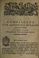 view De complicata cum abdominis hydro graviditate ejusque signis occasione singularis casus ... / [Anton Reimann].