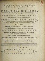 view Dissertatio medica inauguralis de calculo biliari ... / ex auctoritate ... Hermanni Scholten, ... submittit Leonardus Henricus de Thoméze.